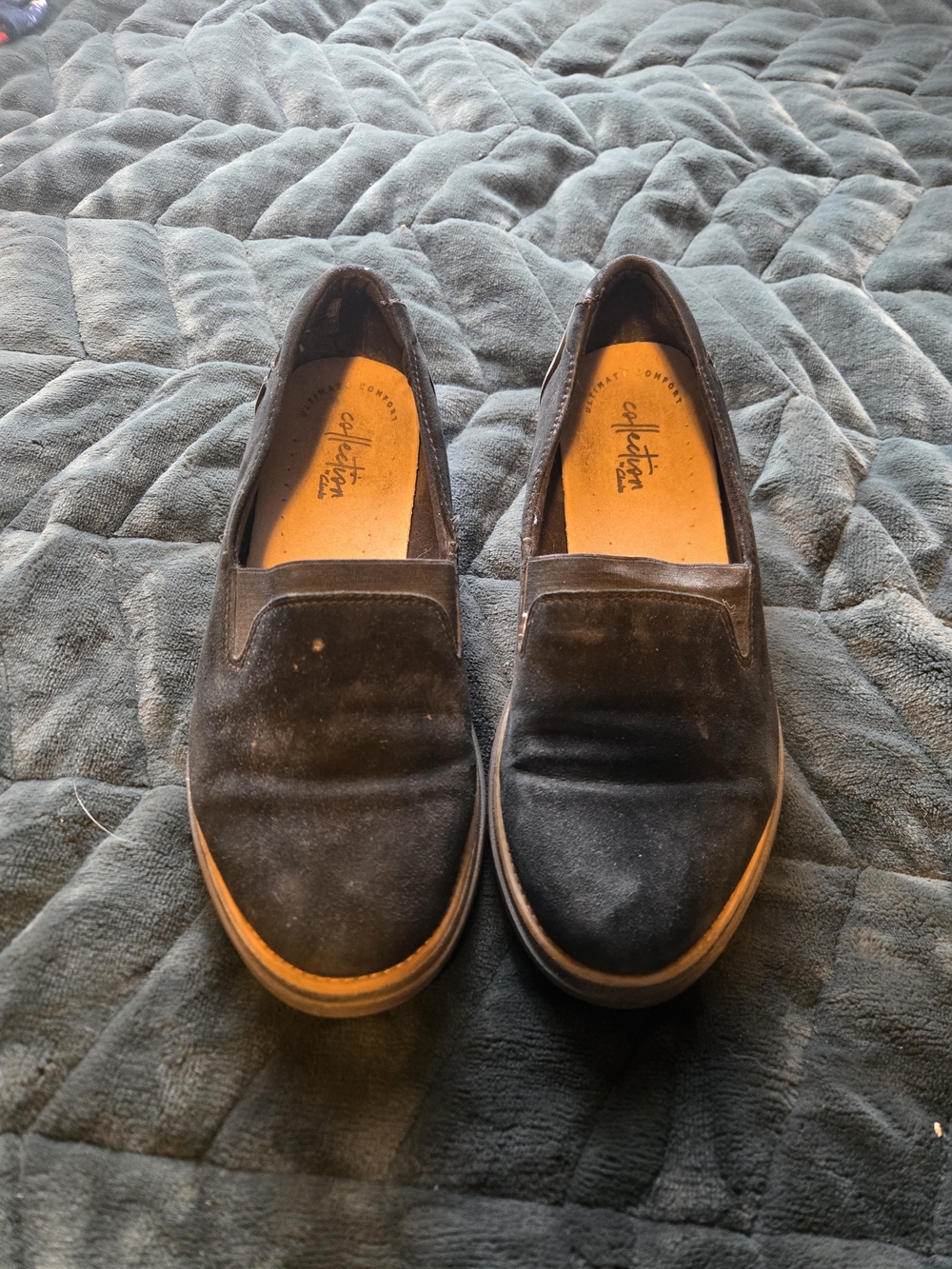 Clarks Women’s Black Suede Slip-On Loafers